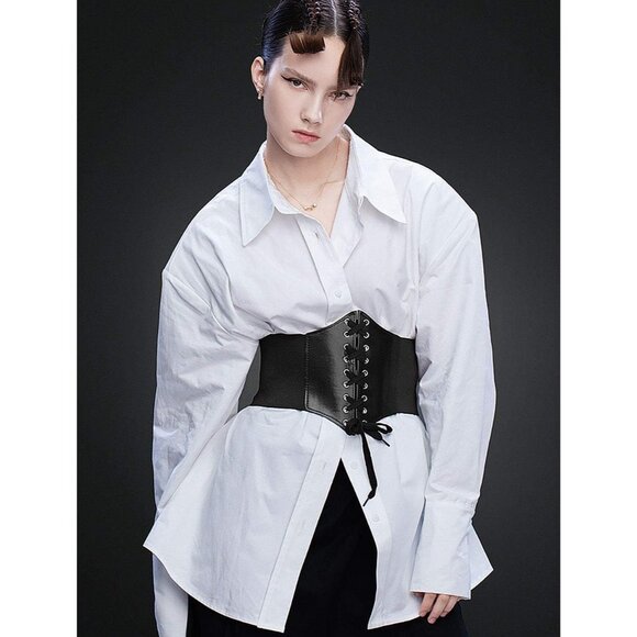 Women’s Wide Elastic Corset Belt Leather Waist Waist Training Dress Accessory - Picture 2 of 7